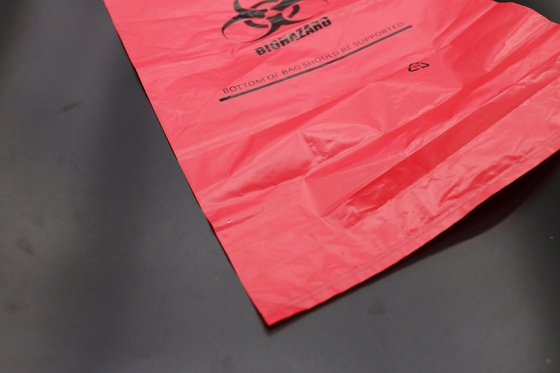 Customized Red Plastic Biohazard Medical Waste Bag For Hospital Pharmacy Clinic